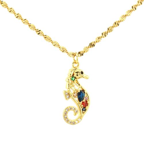 Collier en laiton cubique Zircon Micro Pave, Placage de couleur d'or, Forme différente pour le choix & bijoux de mode & pavé de micro zircon & pour femme, plus de couleurs à choisir, protéger l'environnement, sans nickel, plomb et cadmium, Longueur:Environ 40 cm, Vendu par PC