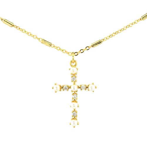 Cubic Zircon Micro Pave Brass Necklace, with Cubic Zirconia & Resin, gold color plated, fashion jewelry & for woman & enamel, more colors for choice, nickel, lead & cadmium free, Length:Approx 40 cm, Sold By PC