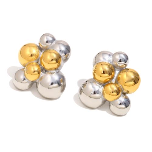 Stainless Steel Stud Earrings, 304 Stainless Steel, Vacuum Ion Plating, fashion jewelry & for woman, mixed colors, 16.90x19mm, Sold By Pair