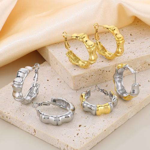 Stainless Steel Hoop Earring, 304 Stainless Steel, plated, for woman, more colors for choice, 35x28x9mm, Sold By PC