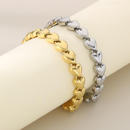 Stainless Steel Jewelry Bracelet, 304 Stainless Steel, Heart, plated, for woman, more colors for choice, Sold By PC