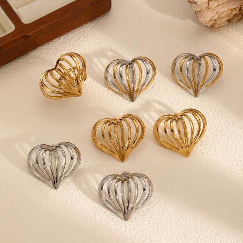 Fashion Stainless Steel Jewelry Sets, Stud Earring & finger ring, 304 Stainless Steel, Heart, plated, different styles for choice & for woman, more colors for choice, nickel, lead & cadmium free, Sold By PC