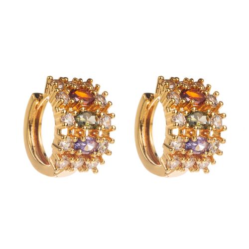 Boucles d'oreilles en laiton zircon cubique pavent, Placage de couleur d'or, bijoux de mode & pavé de micro zircon, plus de couleurs à choisir, protéger l'environnement, sans nickel, plomb et cadmium, Vendu par paire