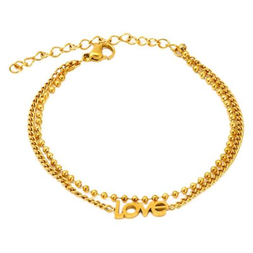 Stainless Steel Jewelry Bracelet, 304 Stainless Steel, gold color plated, fashion jewelry, golden, Sold By PC