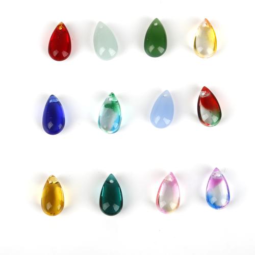 Crystal Pendants, Glass, Teardrop, DIY, more colors for choice, 14x8mm, Hole:Approx 1mm, 5PCs/Bag, Sold By Bag