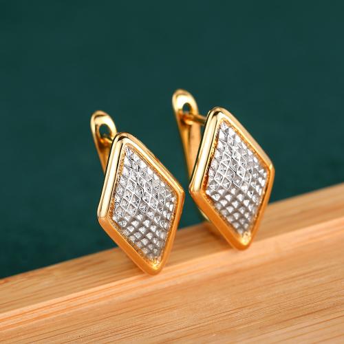 Brass Drop Earring, Rhombus, plated, fashion jewelry & for woman & two tone, Sold By Pair