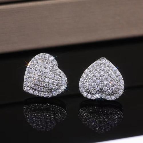 Cubic Zirconia Micro Pave Brass Earring, with Cubic Zirconia, plated, for woman, more colors for choice, Sold By Pair