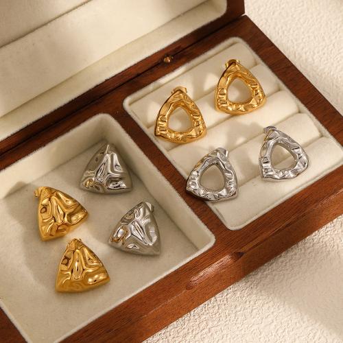 Stainless Steel Stud Earrings, 304 Stainless Steel, Triangle, plated, different styles for choice & for woman, more colors for choice, Sold By Pair