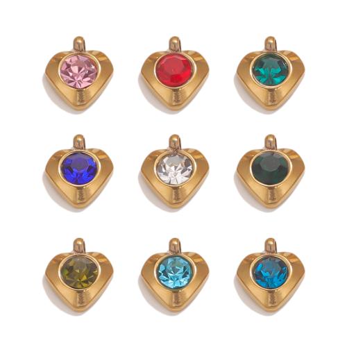 Pendentifs cristal, Acier inoxydable 304, avec cristal, Plaqué or 18K, DIY & styles différents pour le choix, plus de couleurs à choisir, 10PC/sac, Vendu par sac