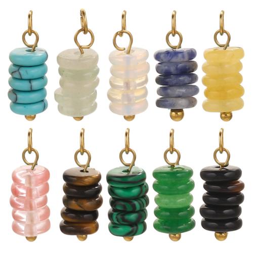 Bijoux Pendentifs en pierres gemmes, Acier inoxydable 304, avec Pierre naturelle, Placage, DIY & différents matériaux pour le choix, plus de couleurs à choisir, Vendu par PC