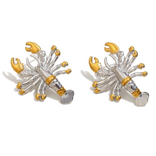 Stainless Steel Stud Earrings, 304 Stainless Steel, Lobster, plated, fashion jewelry & for woman & two tone, Sold By Pair