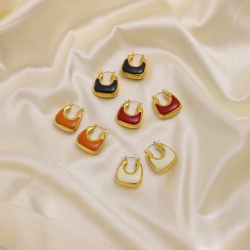 Stainless Steel Lever Back Earring, 304 Stainless Steel, Vacuum Ion Plating, for woman & enamel, more colors for choice, Sold By PC