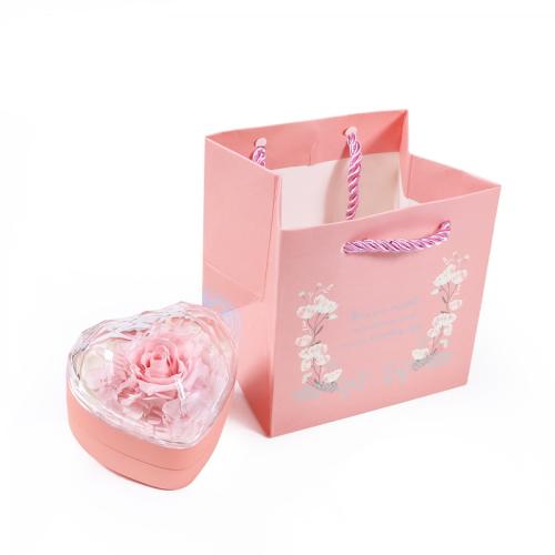 Acrylic Preserved Flower Box, with Dried Flower & Velveteen, Heart, for woman, more colors for choice, 75x65x70mm, Sold By PC