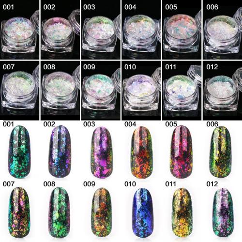 Glass Nail Glitter, for woman, mixed colors, 29x29x15mm, 12PCs/Set, Sold By Set