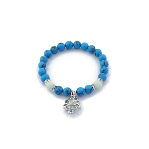 Turquoise Bracelet, Lotus, handmade, Unisex & luminated, more colors for choice, Length:Approx 6-8 Inch, Sold By PC