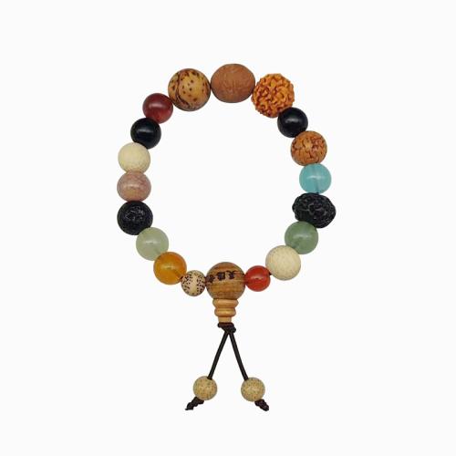 Eighteen Bodhi Bracelet, with Gemstone, Carved, folk style & Unisex & different styles for choice, Length:Approx 6-8 Inch, Sold By PC