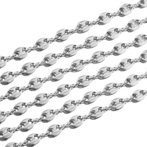 Stainless Steel Jewelry Chain, 304 Stainless Steel, Vacuum Ion Plating, DIY, more colors for choice, 8x5mm, 1m/Bag, Sold By Bag