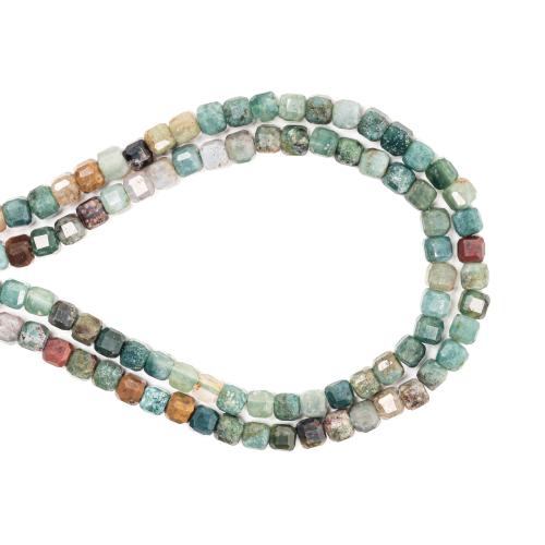 Natural Indian Agate Beads, Square, DIY, mixed colors, 4x4mm, Sold Per Approx 38 cm Strand