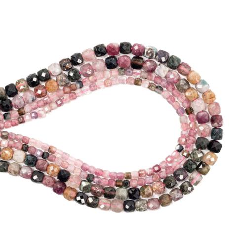 Gemstone Jewelry Beads, Tourmaline, Square, DIY & different size for choice, mixed colors, Sold Per Approx 38 cm Strand