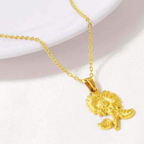 Stainless Steel Jewelry Necklace, 304 Stainless Steel, Sunflower, plated, for woman, more colors for choice, Sold By PC