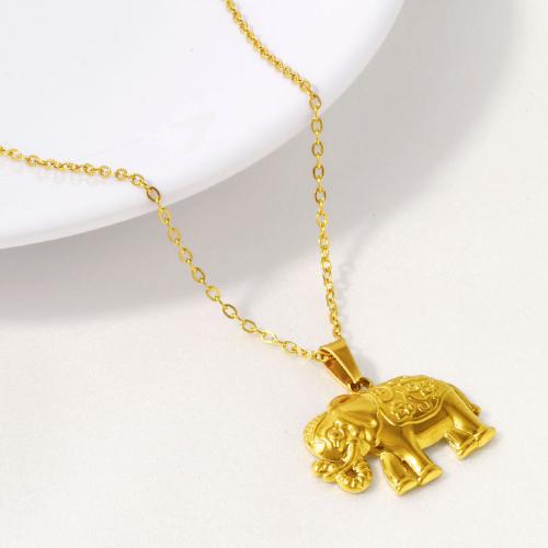 Stainless Steel Jewelry Necklace, 304 Stainless Steel, Elephant, plated, for woman, more colors for choice, Sold By PC