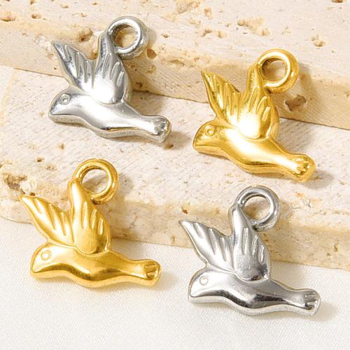 Stainless Steel Animal Pendants, 304 Stainless Steel, Bird, plated, DIY, more colors for choice, 10PCs/Bag, Sold By Bag