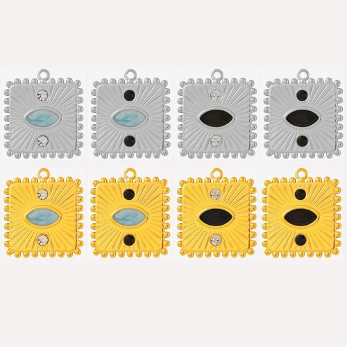 Edelstahl Schmuck Anhänger, 304 Edelstahl, Quadrat, plattiert, DIY & verschiedene Stile für Wahl & Emaille & mit Strass, keine, 10PCs/Tasche, verkauft von Tasche