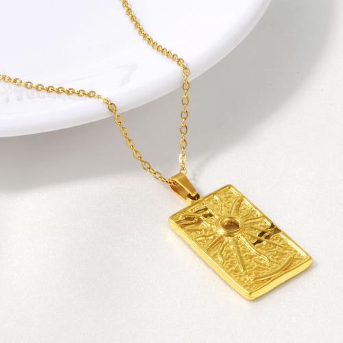 Stainless Steel Jewelry Necklace, 304 Stainless Steel, Rectangle, plated, for woman, more colors for choice, Sold By PC