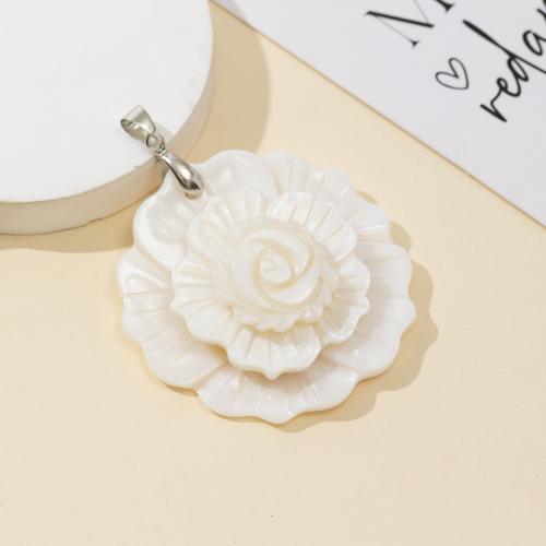 Pendentifs coquillage, coquille, fleur, DIY, blanc, 48x48mm, Vendu par PC