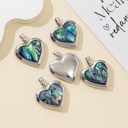 Natural Abalone Shell Pendants, Tibetan Style, with Abalone Shell, Heart, plated, DIY, mixed colors, nickel, lead & cadmium free, 29x28mm, Sold By PC