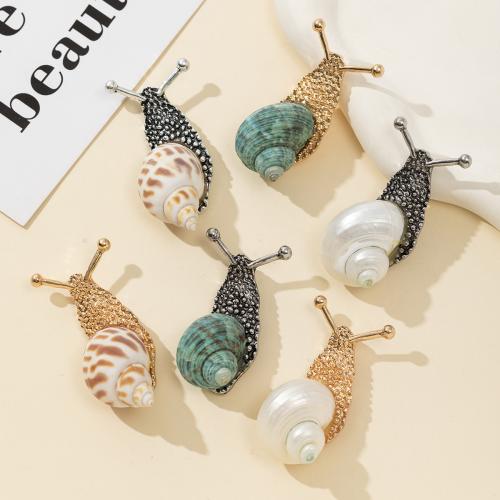 Shell Brooch, Tibetan Style, with Shell, Snail, plated, fashion jewelry, more colors for choice, nickel, lead & cadmium free, 25x58mm, Sold By PC