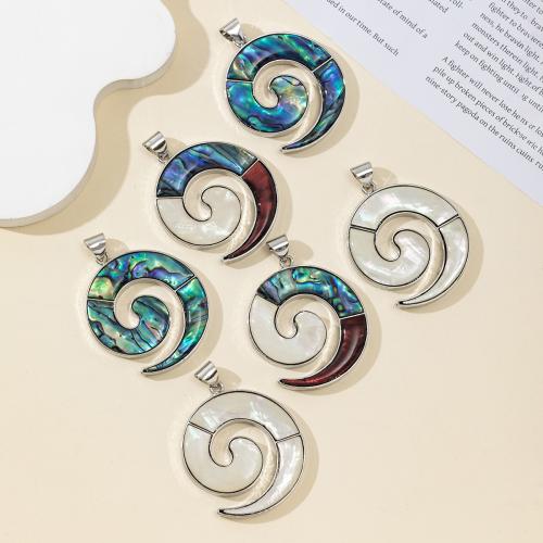 Shell Pendants, Tibetan Style, with Shell, plated, DIY, more colors for choice, nickel, lead & cadmium free, 42x45mm, Sold By PC