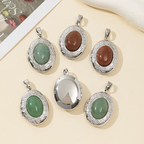 Gemstone Pendants Jewelry, Brass, with Natural Stone, silver color plated, DIY, more colors for choice, nickel, lead & cadmium free, 24x29mm, Sold By PC