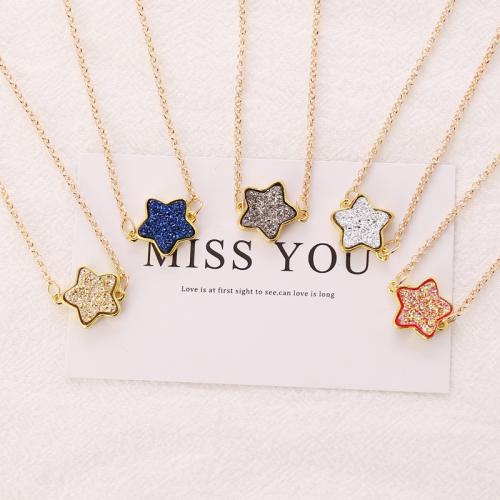 Stainless Steel Jewelry Necklace, 304 Stainless Steel, with Resin & Brass, with 5cm extender chain, gold color plated, fashion jewelry & for woman, more colors for choice, Length:43 cm, Sold By PC