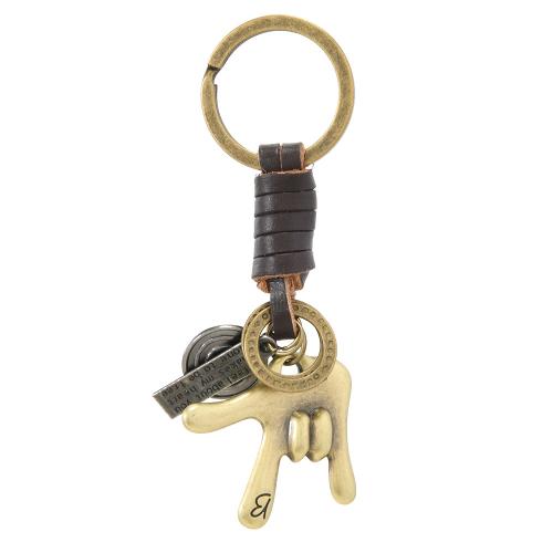 Bag Purse Charms Keyrings Keychains, Full Grain Cowhide Leather, with Iron & Tibetan Style, antique brass color plated, multifunctional & DIY & Unisex, Sold By PC