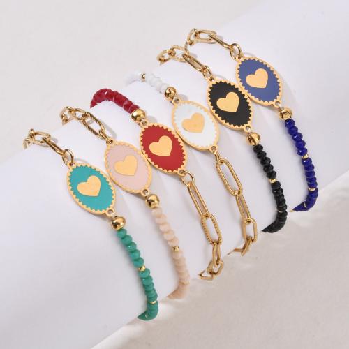 Bracelets de pierres précieuses, Acier inoxydable 304, avec Gemme synthétique, pour femme, plus de couleurs à choisir, Vendu par PC