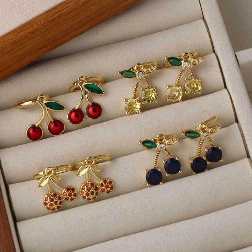 Cubic Zirconia Micro Pave Brass Earring, with Cubic Zirconia, Vacuum Ion Plating, for woman, more colors for choice, Sold By Pair