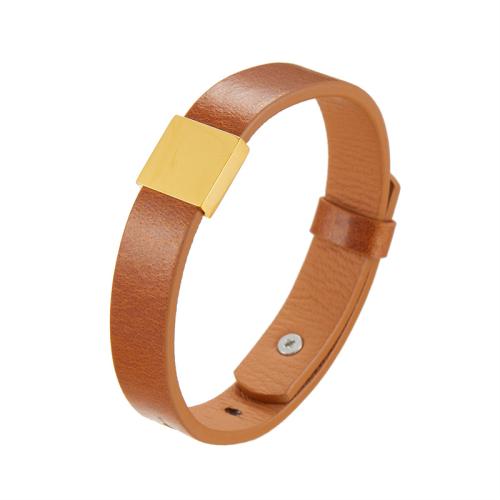 Microfiber PU Bracelet, with Cowhide & 304 Stainless Steel, fashion jewelry & Unisex, more colors for choice, Length:Approx 10.2 Inch, Sold By PC