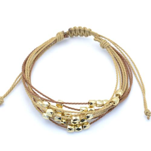 aleación de zinc Pulsera, con Cordón de cera, hecho a mano, Estilo bohemio & unisexo, más colores para la opción, longitud:aproximado 6.3-12.6 Inch, Vendido por UD