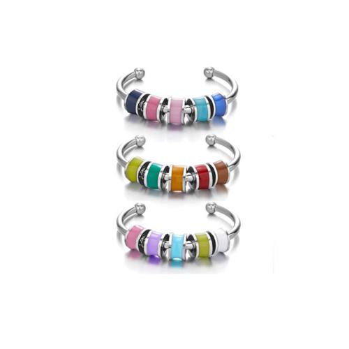 304 Stainless Steel Cuff Finger Ring, Unisex & enamel, more colors for choice, US Ring Size:6-8, Sold By PC