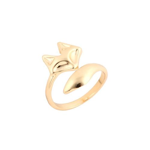 aleación de zinc Anillo de dedo Cuff, Zorro, chapado en color dorado, ajustable & para mujer, tamaño:6-8, Vendido por UD