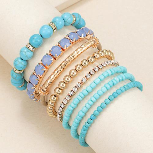 Lampwork Bracelet Set, with Tibetan Style, gold color plated, Bohemian style & for woman & with rhinestone, more colors for choice, Sold By Set