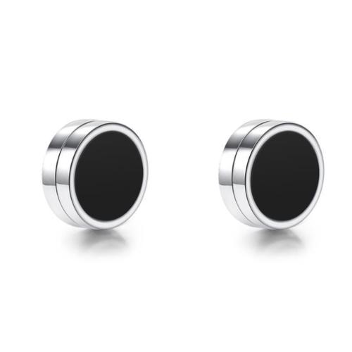 Brass Magnetic Stud Earring, Round, plated, Unisex, 8mm, Sold By PC