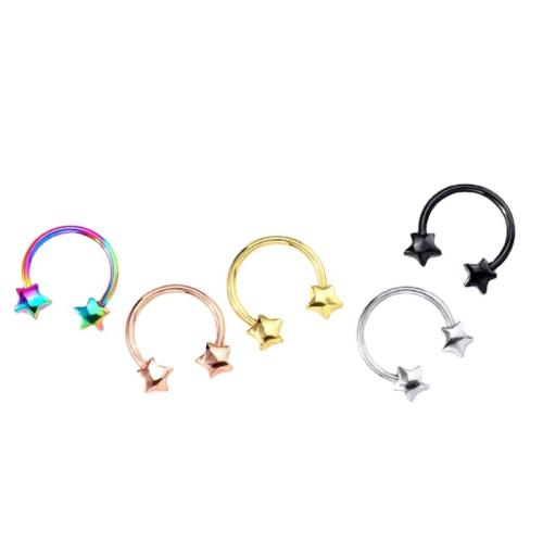 304 Stainless Steel Nose Piercing Jewelry, Star, plated, for woman, more colors for choice, 10mm, Sold By PC