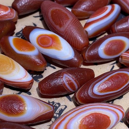 Perles agate dzi tibétaine naturelle, DIY, rouge, 15x40mm, Vendu par PC