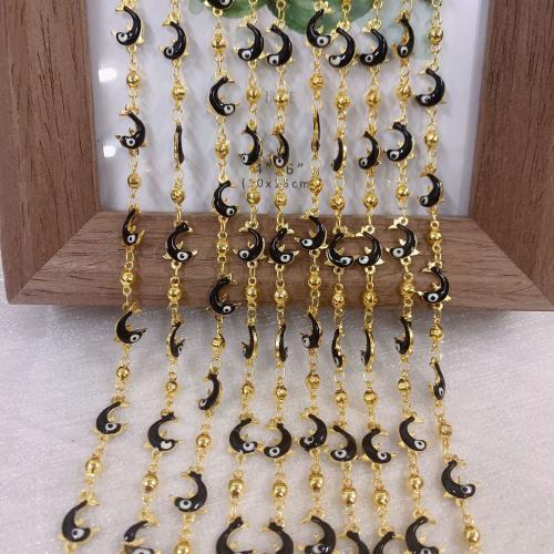 Decorative Beaded Chain, Brass, Dolphin, gold color plated, DIY & enamel, black, nickel, lead & cadmium free, 10m/Bag, Sold By Bag