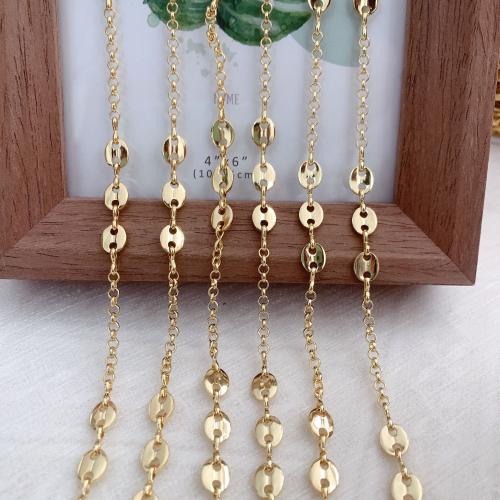 Brass Necklace Chain, gold color plated, DIY, nickel, lead & cadmium free, 10m/Bag, Sold By Bag