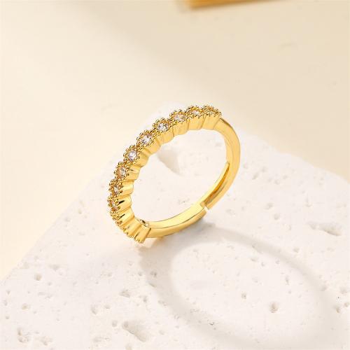 Cubic Zirconia Micro Pave Brass Ring, gold color plated, fashion jewelry & micro pave cubic zirconia, golden, nickel, lead & cadmium free, Sold By PC