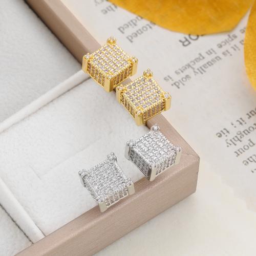 Cubic Zirconia Micro Pave Brass Earring, plated, fashion jewelry & micro pave cubic zirconia, more colors for choice, nickel, lead & cadmium free, Sold By Pair