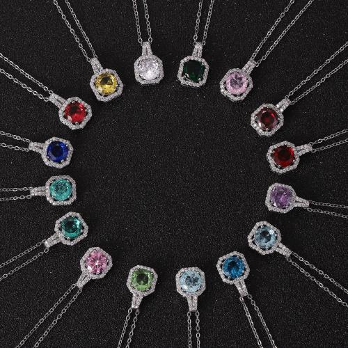 Cubic Zircon Micro Pave Brass Necklace, plated, DIY & micro pave cubic zirconia, more colors for choice, nickel, lead & cadmium free, 11x18mm, Sold By PC